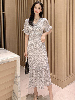 เดรสวัยรุ่น เดรสลูกไม้ชีฟอง By Meiyi women's clothing