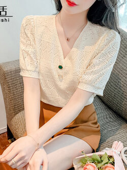 เสื้อลูกไม้ แขนสั้น