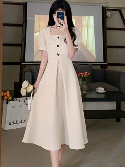 เดรสแขนสั้นมีไซส์L-4XLอก38-47นิ้ว