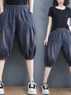 กางเกงยีนส์วินเทจ กางเกงขายาว By LZcotton and linen