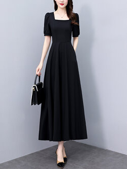 เดรสสีดำ ชุดเดรสคนอ้วน ชุดเดรสสาวพลัสไซส์ XL-5XL