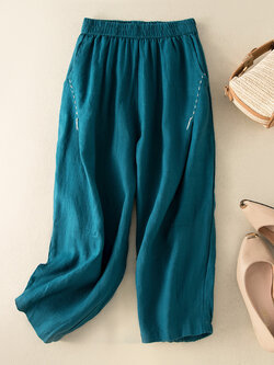 กางเกงผ้าลินิน กางเกงผ้าลินินหญิง กางเกงผ้าลินิน เอว ยางยืด