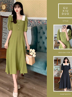 เดรสแขนสั้นมีไซส์L-4XLอก38-47นิ้ว