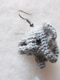 ต่างหูถักโครเชต์ รูปช้าง earrings crochet
