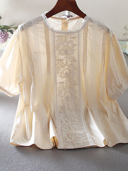 เสื้อลินิน เสื้อผ้าฝ้ายลินิน เสื้อเชิ้ตผ้าลินิน ปักลายสวยๆด้วยด้าย สไตล์VINTAGE