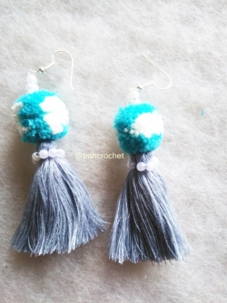  ต่างหูถักโครเชต์ crochet earrings หลากสี 4 นิ้ว