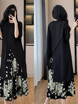 เดรสสีดำ ชุดเดรสคนอ้วน ชุดเดรสสาวพลัสไซส์ XL-5XL