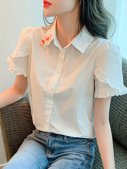 เสื้อลูกไม้ แขนสั้น