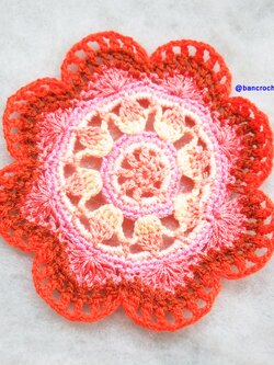 Bancrochet ที่รองแก้วถักโครเชต์ crochet coasters หลากสี 4 นิ้ว