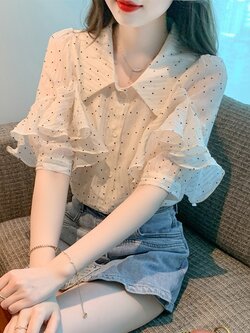 เสื้อเชิ้ตผู้หญิงแขนยาว เสื้อเชิ้ตผู้หญิงใส่ทํางาน 390 บาทต่อชิ้น ฟรีค่าจัดส่ง