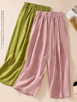 กางเกงผ้าลินิน กางเกงผ้าลินินหญิง กางเกงผ้าลินิน เอว ยางยืด