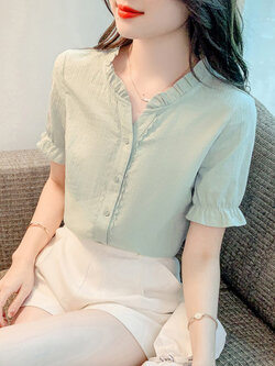 เสื้อลูกไม้ แขนสั้น