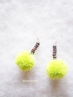 Bancrochet ต่างหูถักโครเชต์ crochet earrings สีเขียว 3 นิ้ว