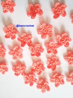 Bancrochet ดอกไม้ถักโครเชต์ crochet flowers ส้ม 2 cm