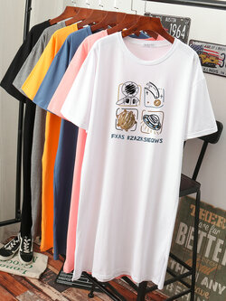 เดรสสไตล์เสื้อยืด S-3XL(อกเสื้อยืด 43- 51 นิ้ว)ใส่สบายๆอยู่บ้าน ใส่นอน