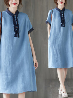 เสื้อผ้าฝ้าย เสื้อผ้าลินิน สไตล์ฤดูร้อน Cotton and linen art สไตล์VINTAGE Lian Zhi