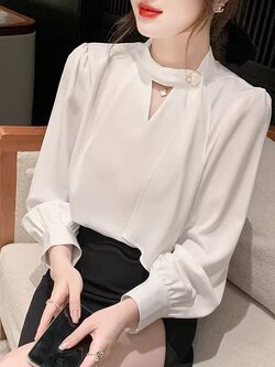 เสื้อเชิ้ตผู้หญิงแขนยาว เสื้อเชิ้ตผู้หญิงใส่ทํางาน 390 บาทต่อชิ้น ฟรีค่าจัดส่ง