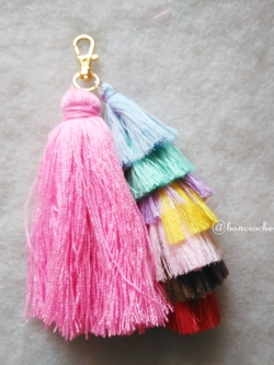 พวงกุญแจพู่เล็กพู่ใหญ่ tassels keychain ชมพูหวาน