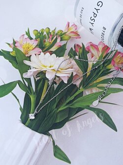 สร้อยคอสั้นเงินแท้ S925 รุ่น Darling สร้อยลายโซ่ จี้ก้านตรงเพชรCZกลม สร้อยคอแฟชั่น Silver925