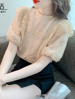 เสื้อลูกไม้ แขนสั้น