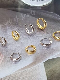 ต่างหูห่วงเงินแท้ S925 รุ่น Rainy ห่วงทรงหยดน้ำ สีเงิน สีทอง ตุ้มหูห่วง เงินแท้ทั้งชิ้น Silver925