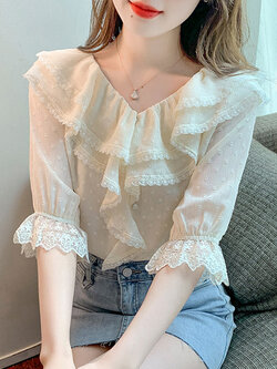 เสื้อลูกไม้ แขนสั้น