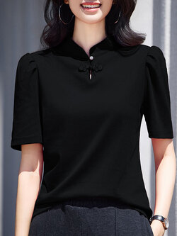 เสื้อยืดสีดำ แฟชั่น เสื้อยืด T-shirt สีดำ สวมใส่สบาย ไม่ร้อน