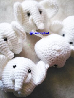 Bancrochet ช้างถักโครเชต์ Crochet elephant doll สีขาว 4 นิ้ว