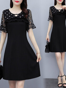 เดรสแขนสั้น มีไซส์ L-4XLอก 38-47 นิ้ว ใส่ได้ทั้งสาวหุ่นดีน่ารักจนถึงสาวอวบพลัสไซส์