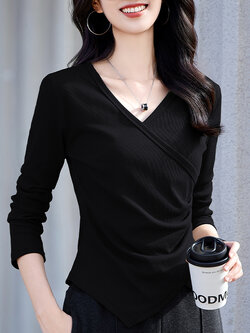 เสื้อยืดสีดำ แฟชั่น เสื้อยืด T-shirt สีดำ สวมใส่สบาย ไม่ร้อน