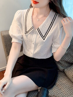 เสื้อลูกไม้ แขนสั้น