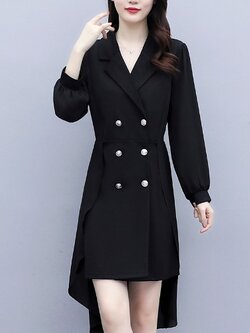 ชุดเดรสคนอ้วนแขนยาว ชุดเดรสคนอ้วนสไตล์เกาหลี เดรสแขนยาว