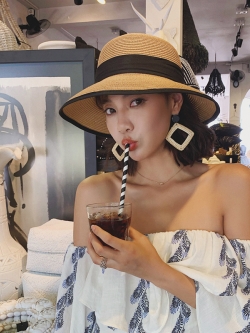 หมวกสาน หมวกสาน หมวกไปเที่ยงทะเล หมวกปานามาผู้หญิง