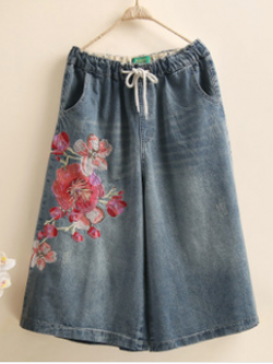 กางเกงยีนส์วินเทจหญิง กางเกงยีนส์ลายวินเทจ