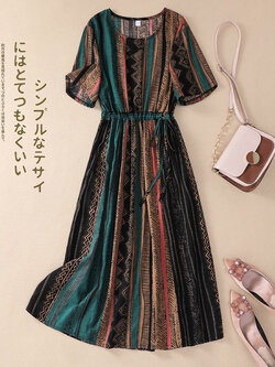 เดรสลินิน เดรสลินินเก๋ๆ เดรสผ้าฝ้าย เดรสลินินแขนสั้น ลายดอก BY LININ