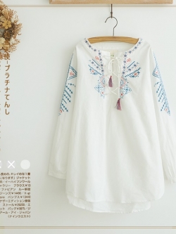 เสื้อผ้าฝ้าย แต่งลายปักน่ารัก พร้อมส่ง