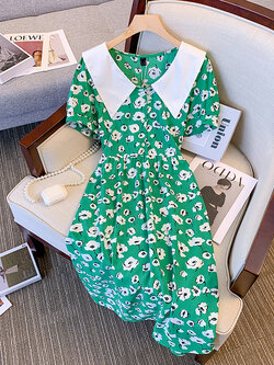 เดรสแขนสั้น มีไซส์ L-4XLอก 38-47 นิ้ว ใส่ได้ทั้งสาวหุ่นดีน่ารักจนถึงสาวอวบพลัสไซส์