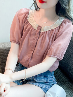 เสื้อลูกไม้ แขนสั้น