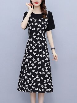 ชุดเดรสคนอ้วนแขนยาว ชุดเดรสคนอ้วนสไตล์เกาหลี เดรสแขนยาว