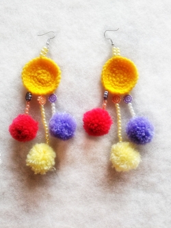 ต่างหูถักโครเชต์ crochet earrings หลากสี 5 นิ้ว
