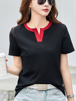 เสื้อยืดสีดำ แฟชั่น เสื้อยืด T-shirt สีดำ สวมใส่สบาย ไม่ร้อน