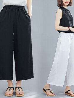 กางเกงผ้าลินิน กางเกงขายาว กางเกงผ้าลินินญี่ปุ่น กางเกงผ้าลินิน เอว ยางยืด By LZcotton and linen