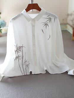 เสื้อลินิน เสื้อผ้าฝ้ายลินิน เสื้อเชิ้ตผ้าลินิน ปักลายสวยๆด้วยด้าย สไตล์VINTAGE