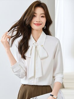 เสื้อเชิ้ตผู้หญิงแขนยาว เสื้อเชิ้ตผู้หญิงใส่ทํางาน 390 บาทต่อชิ้น ฟรีค่าจัดส่ง