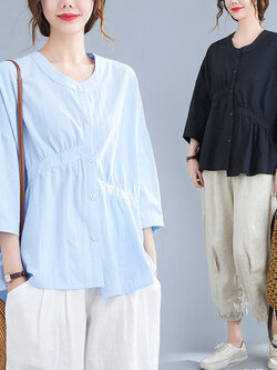 เสื้อลินินคนอ้วน เสื้อทีเชิ้ตคนอ้วนผู้หญิง เสื้อทีเชิ้ตตัวใหญ่ By Literary Plus size