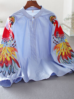 เสื้อลินิน เสื้อผ้าฝ้ายลินิน เสื้อเชิ้ตผ้าลินิน ปักลายสวยๆด้วยด้าย สไตล์VINTAGE