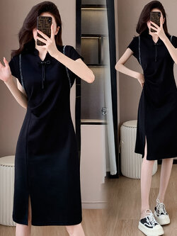 เดรสสีดำ ชุดเดรสคนอ้วน ชุดเดรสสาวพลัสไซส์ XL-5XL