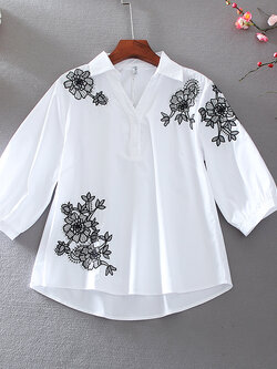 เสื้อลินิน เสื้อผ้าฝ้ายลินิน เสื้อเชิ้ตผ้าลินิน ปักลายสวยๆด้วยด้าย สไตล์VINTAGE BY Dreamroom