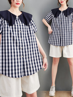 เสื้อทีเชิ้ตคนอ้วนผู้หญิงสไตล์คอตตอนลินินมีไซต์อก 47-48 นิ้ว