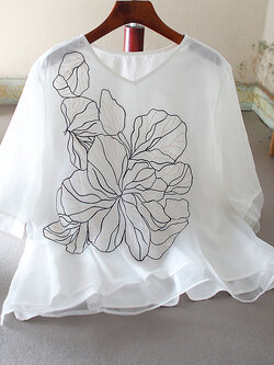 เสื้อลินิน เสื้อผ้าฝ้ายลินิน เสื้อเชิ้ตผ้าลินิน ปักลายสวยๆด้วยด้าย สไตล์VINTAGE